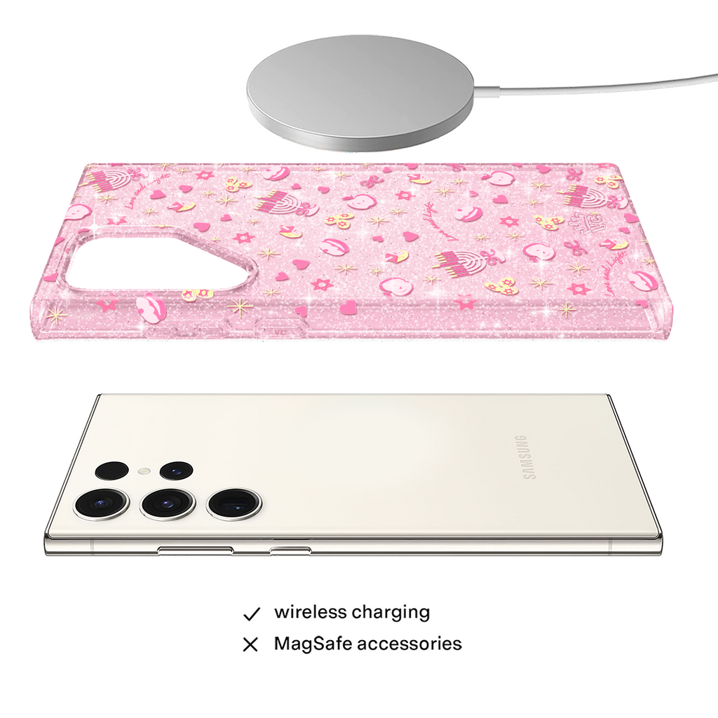 Pink Hanukkah Glitter Samsung Case