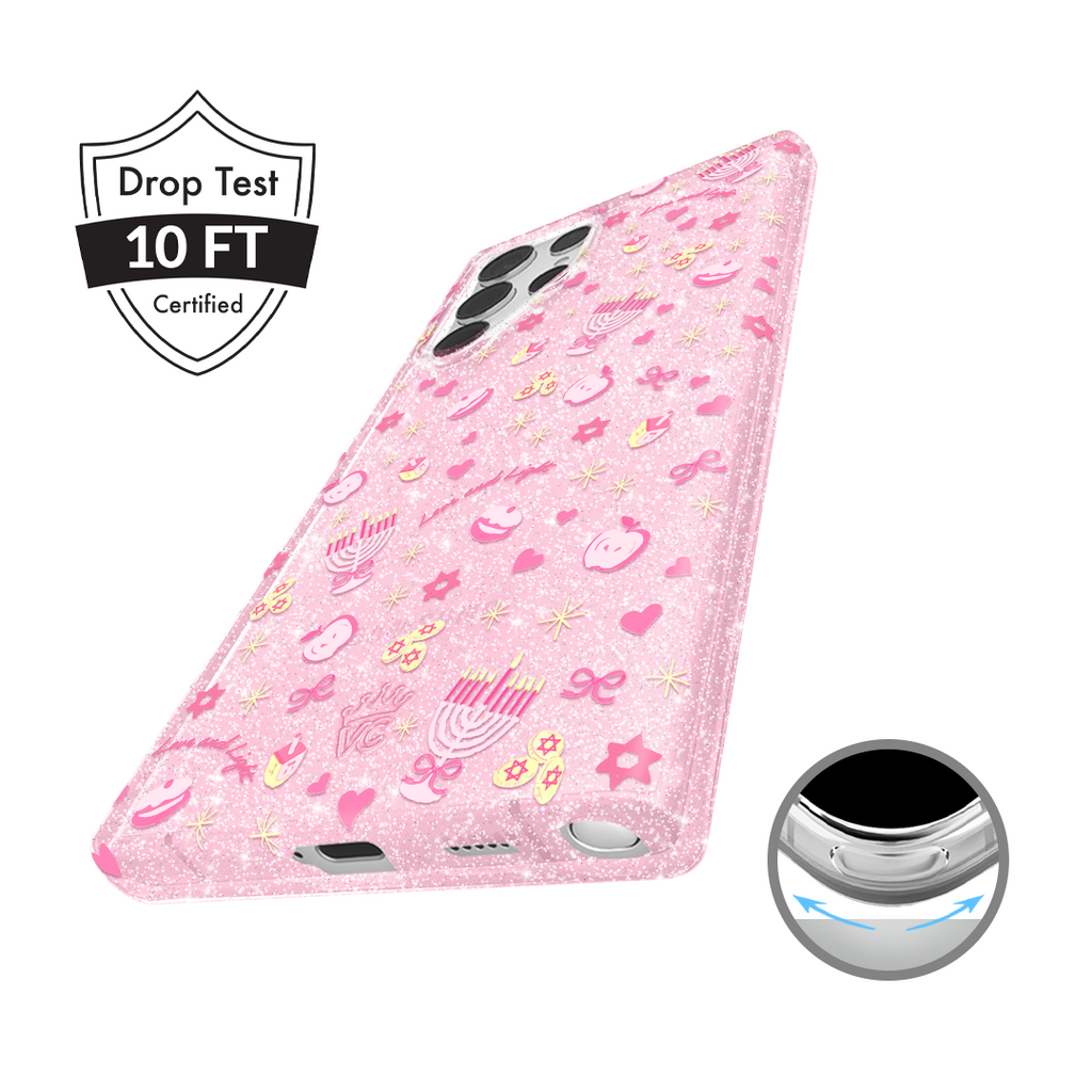 Pink Hanukkah Glitter Samsung Case