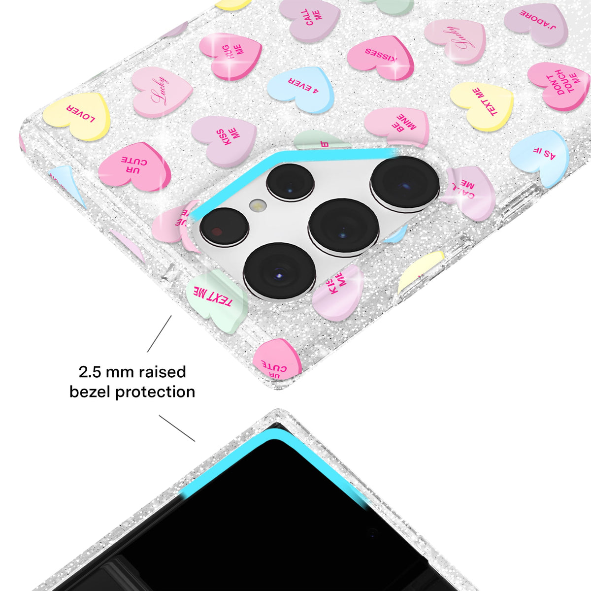 Sweet Hearts Glitter Samsung Case