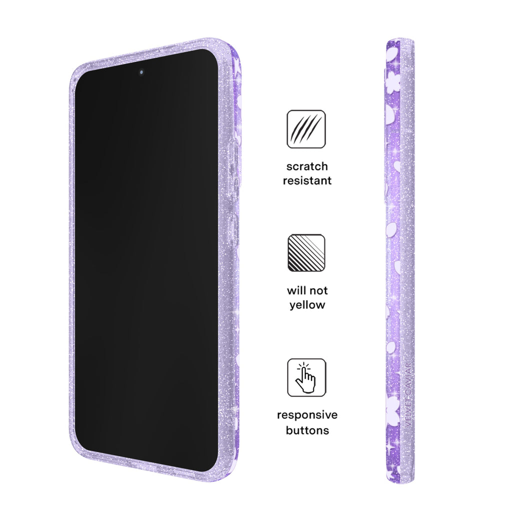 Lavender Cherry Blossom Glitter Samsung Case
