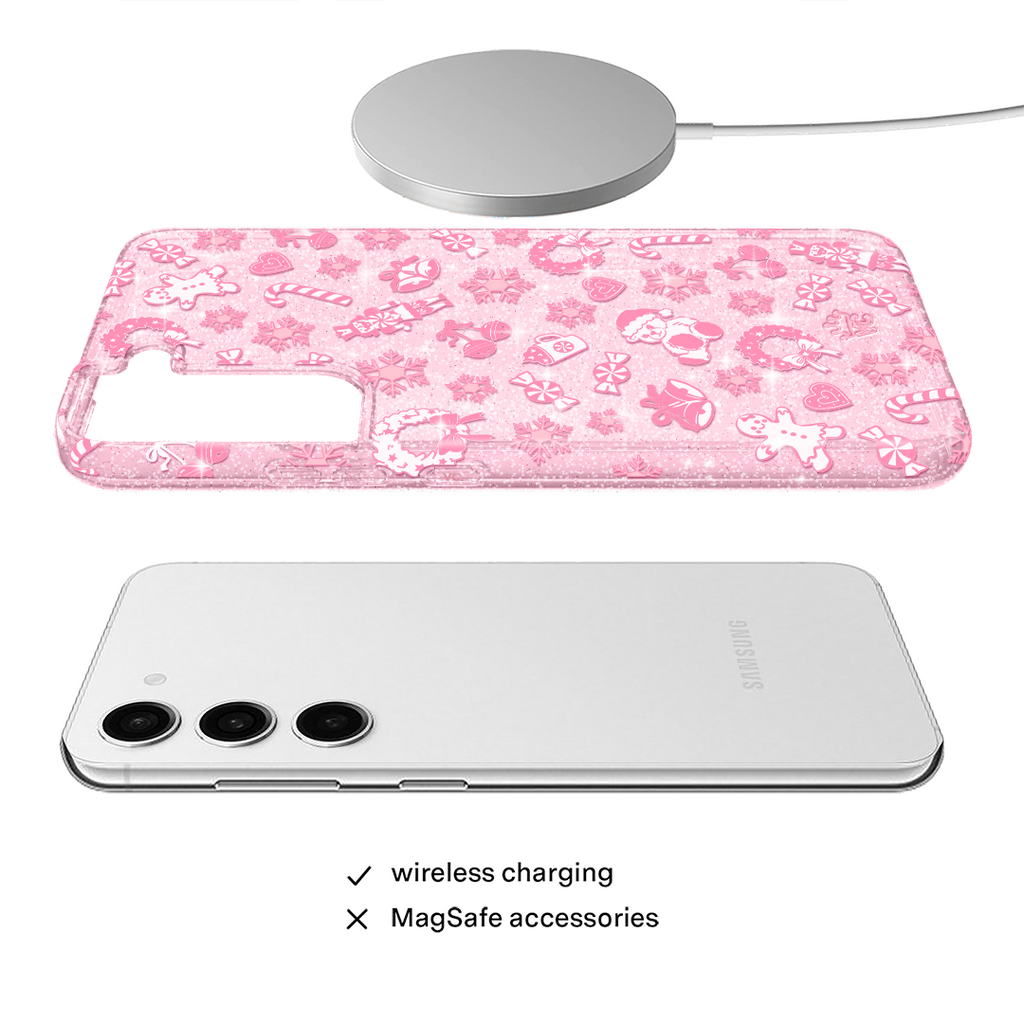 Pink Christmas Glitter Samsung Case