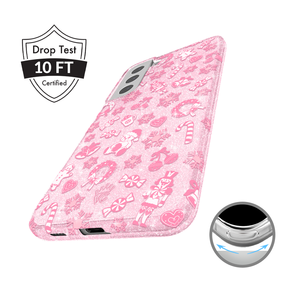 Pink Christmas Glitter Samsung Case