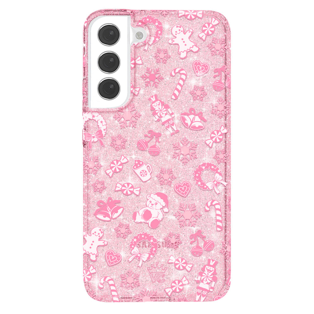 Pink Christmas Glitter Samsung Case