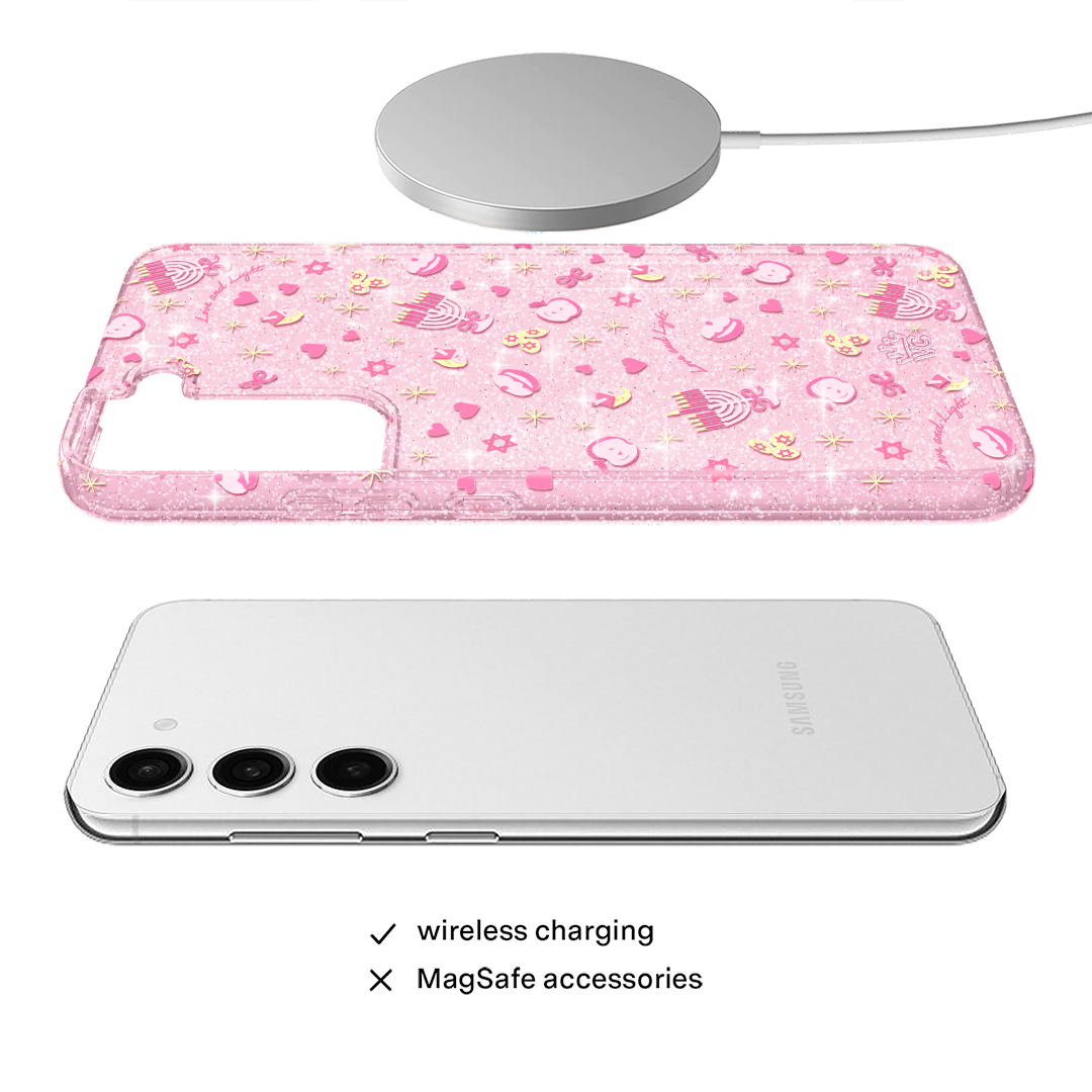 Pink Hanukkah Glitter Samsung Case