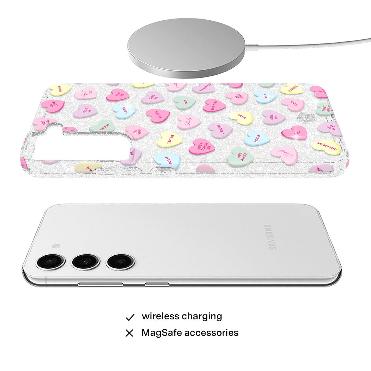Sweet Hearts Glitter Samsung Case