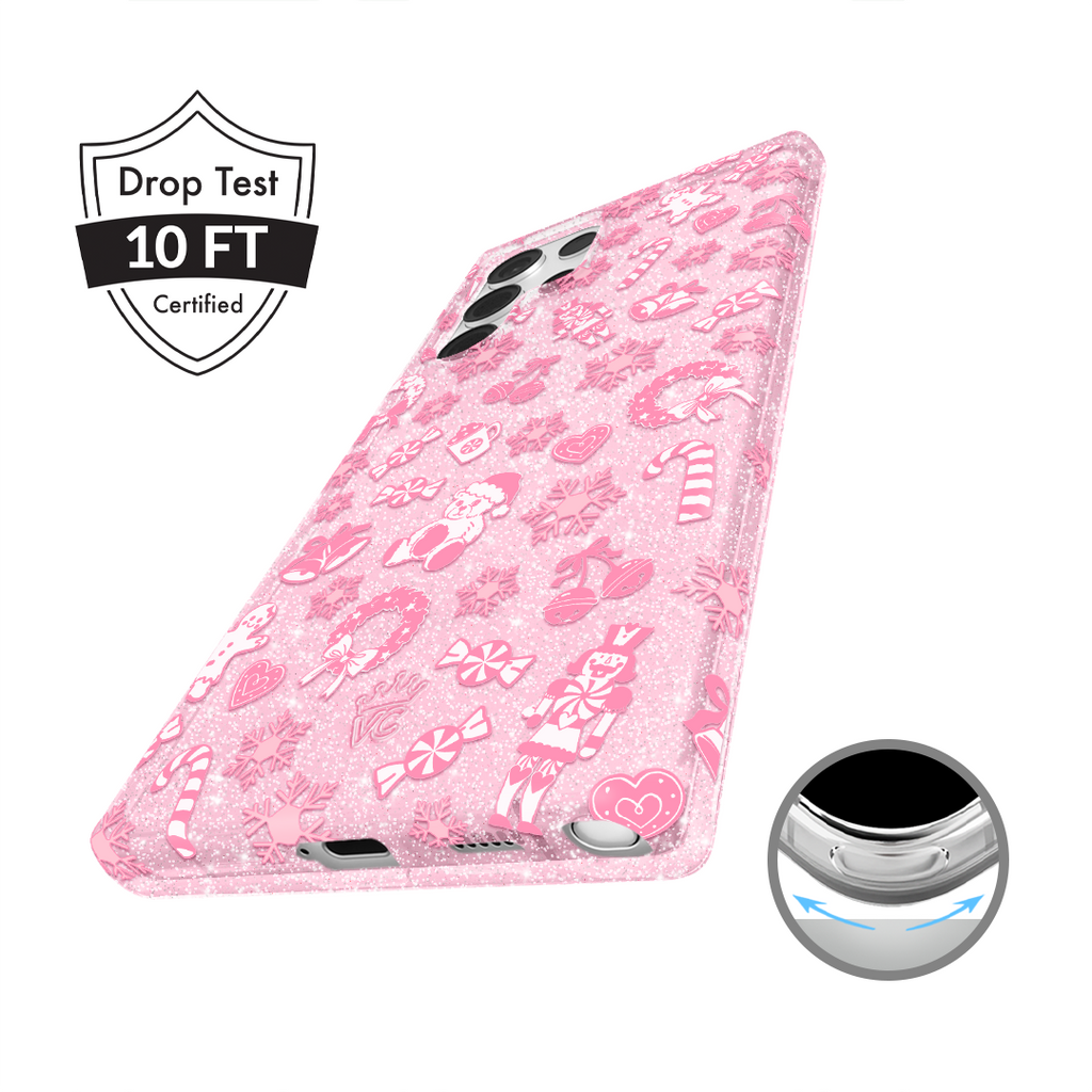 Pink Christmas Glitter Samsung Case