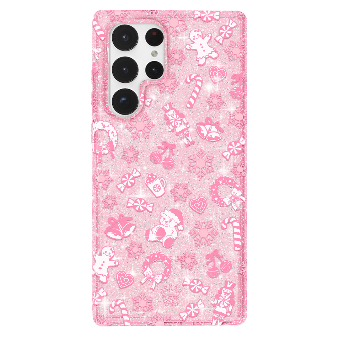Pink Christmas Glitter Samsung Case