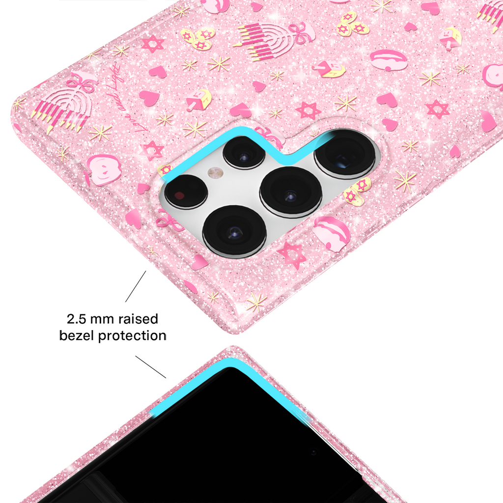Pink Hanukkah Glitter Samsung Case