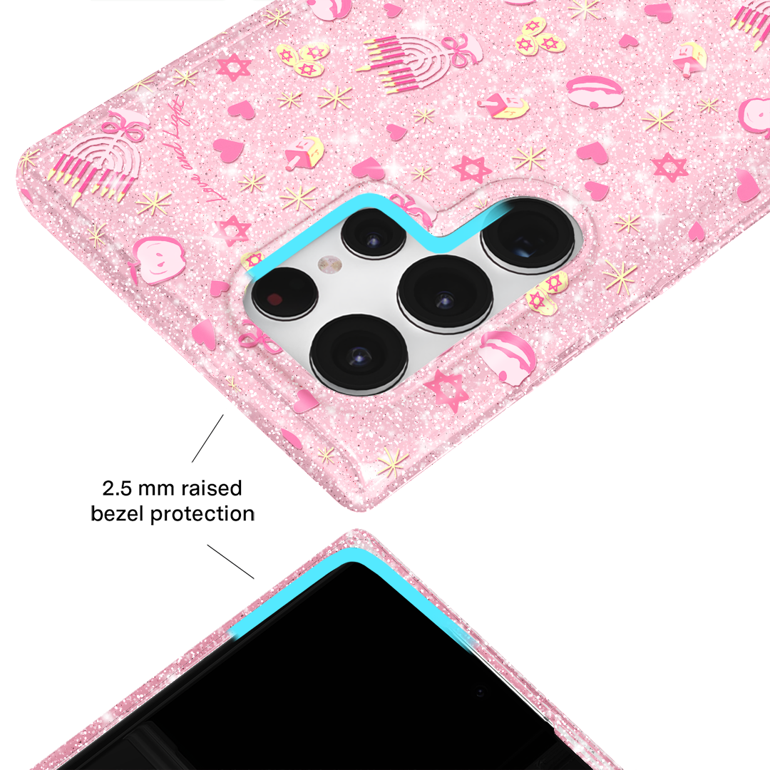 Pink Hanukkah Glitter Samsung Case