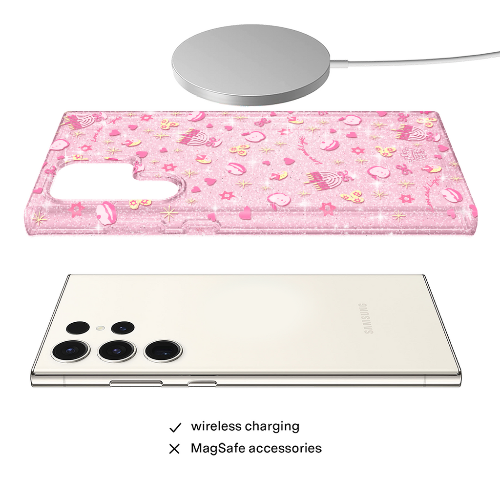 Pink Hanukkah Glitter Samsung Case