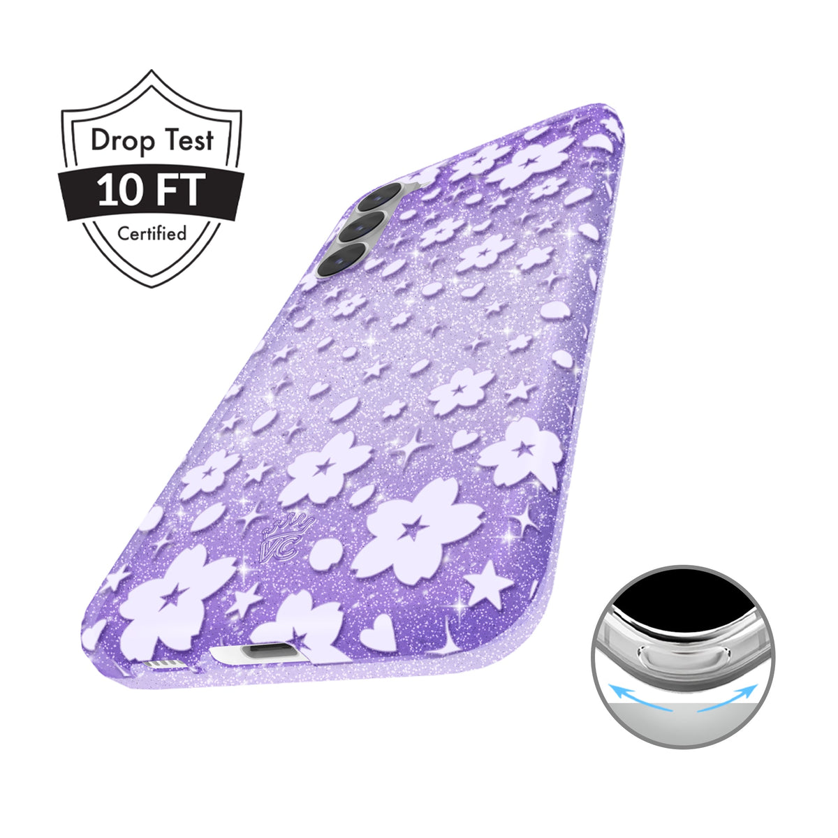 Lavender Cherry Blossom Glitter Samsung Case