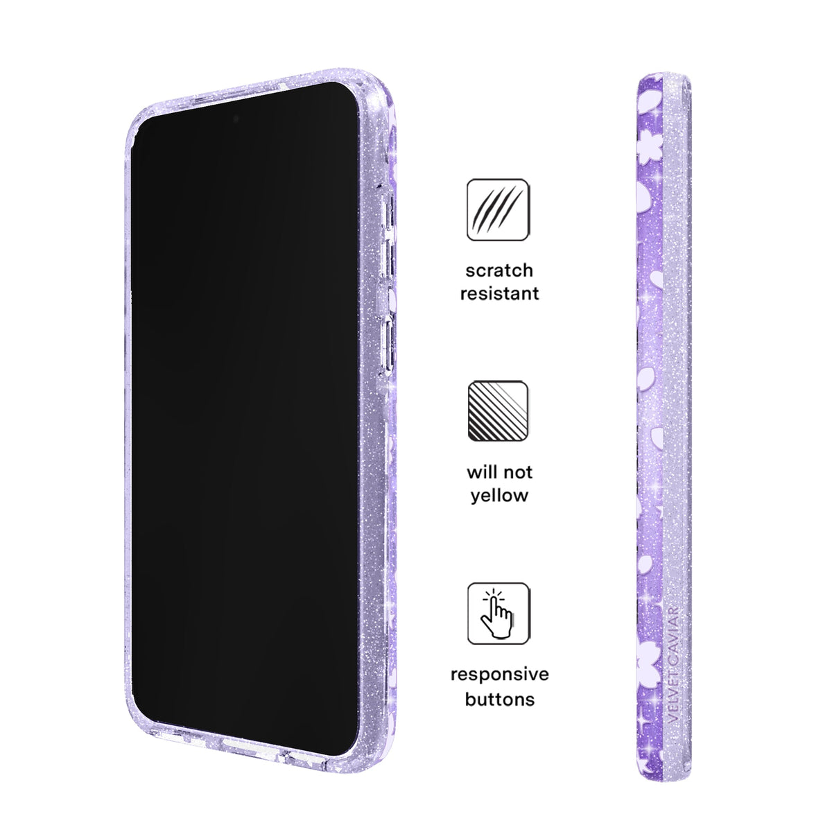 Lavender Cherry Blossom Glitter Samsung Case