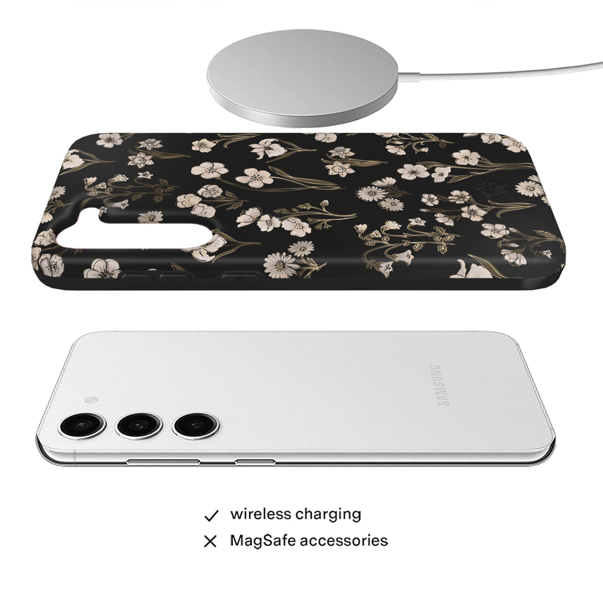 Nightbloom Gold Chrome Floral Samsung Case