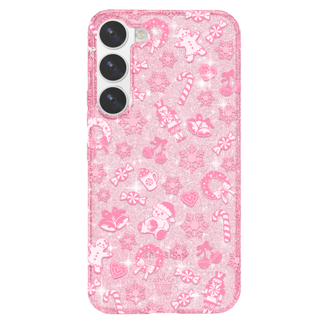 Pink Christmas Glitter Samsung Case