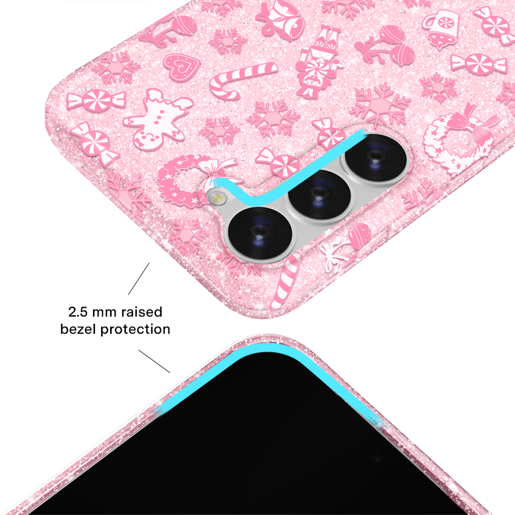 Pink Christmas Glitter Samsung Case