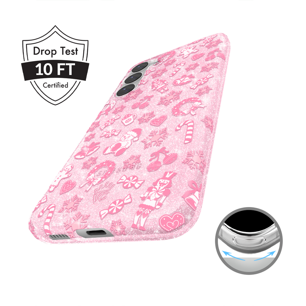 Pink Christmas Glitter Samsung Case