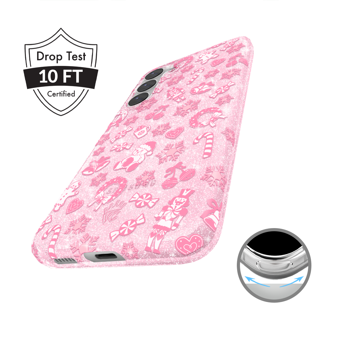 Pink Christmas Glitter Samsung Case