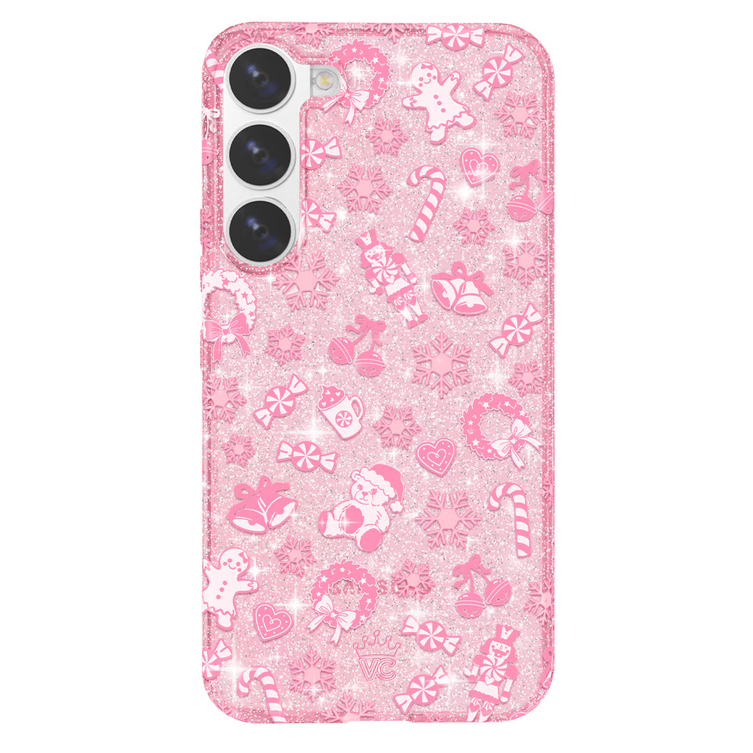 Pink Christmas Glitter Samsung Case