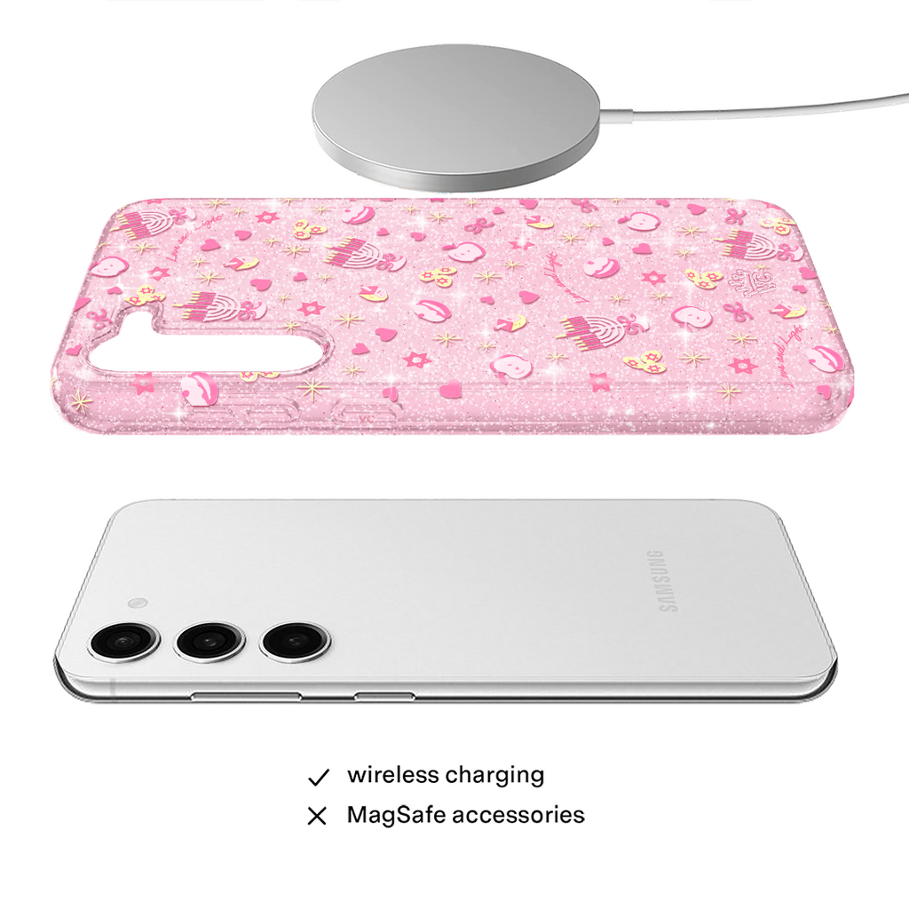 Pink Hanukkah Glitter Samsung Case