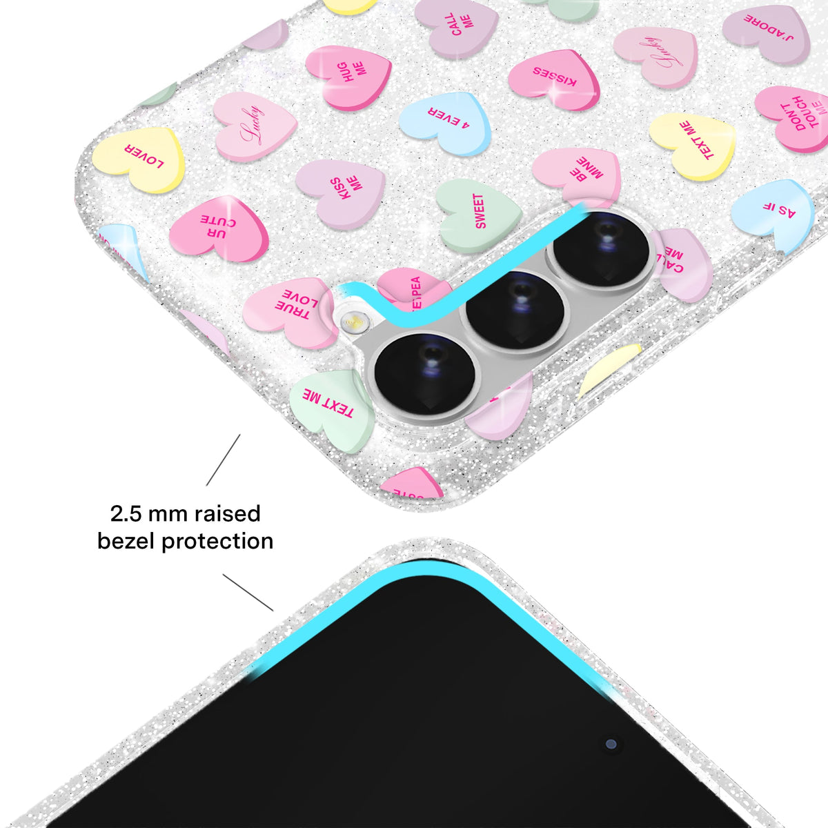 Sweet Hearts Glitter Samsung Case