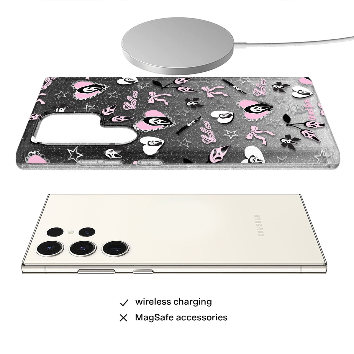 Ghost Face Goth Glitter Samsung Case