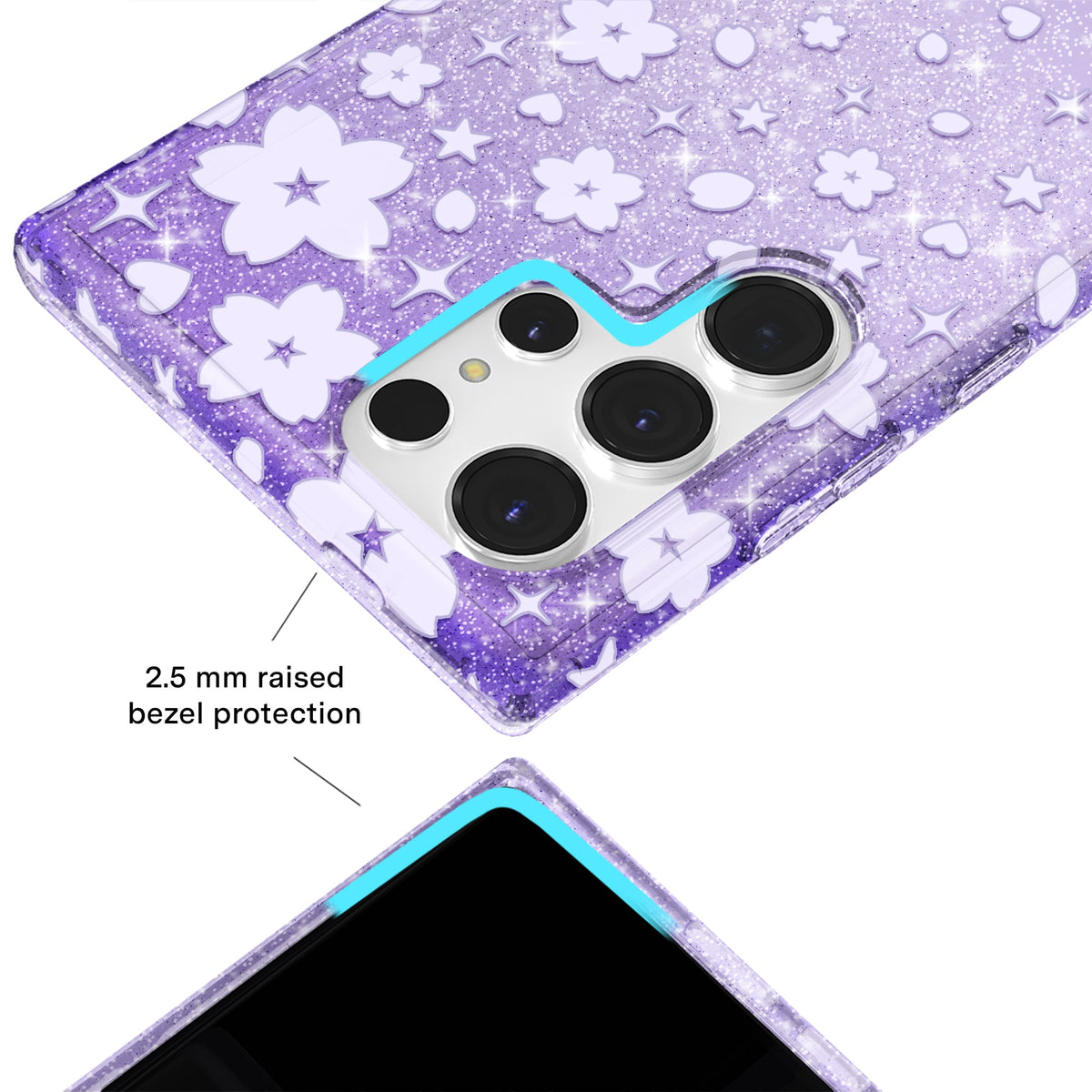 Lavender Cherry Blossom Glitter Samsung Case
