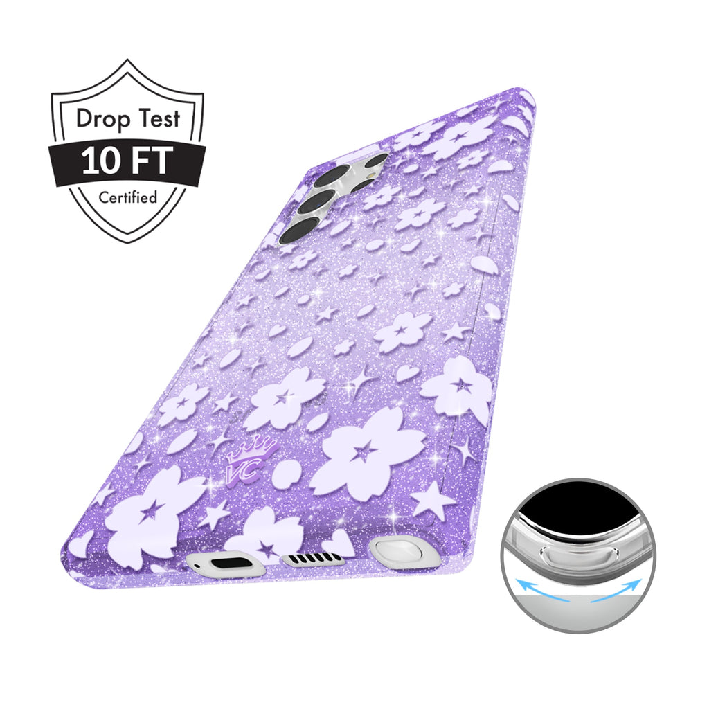 Lavender Cherry Blossom Glitter Samsung Case