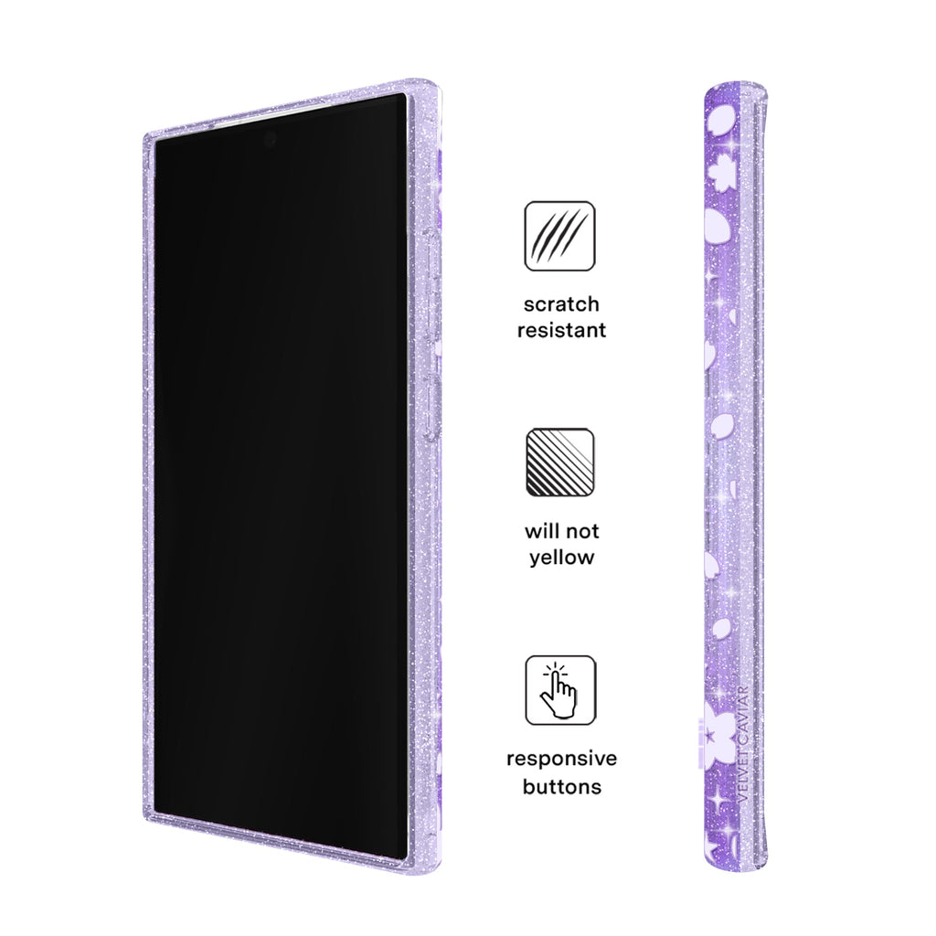 Lavender Cherry Blossom Glitter Samsung Case