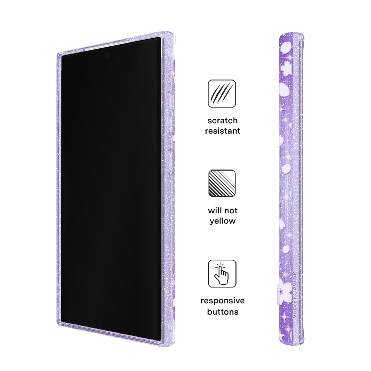 Lavender Cherry Blossom Glitter Samsung Case