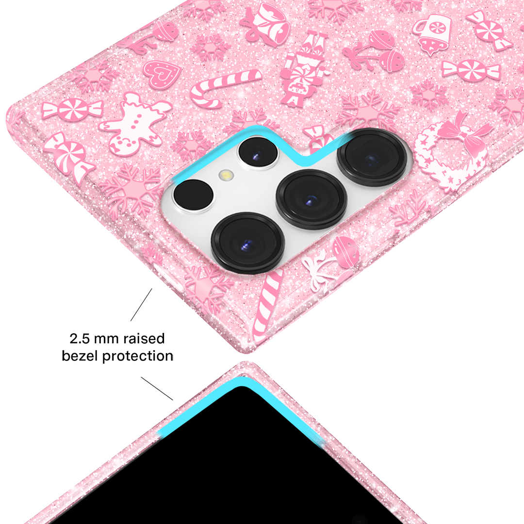Pink Christmas Glitter Samsung Case