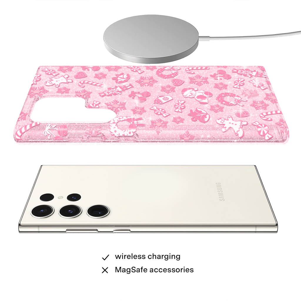 Pink Christmas Glitter Samsung Case