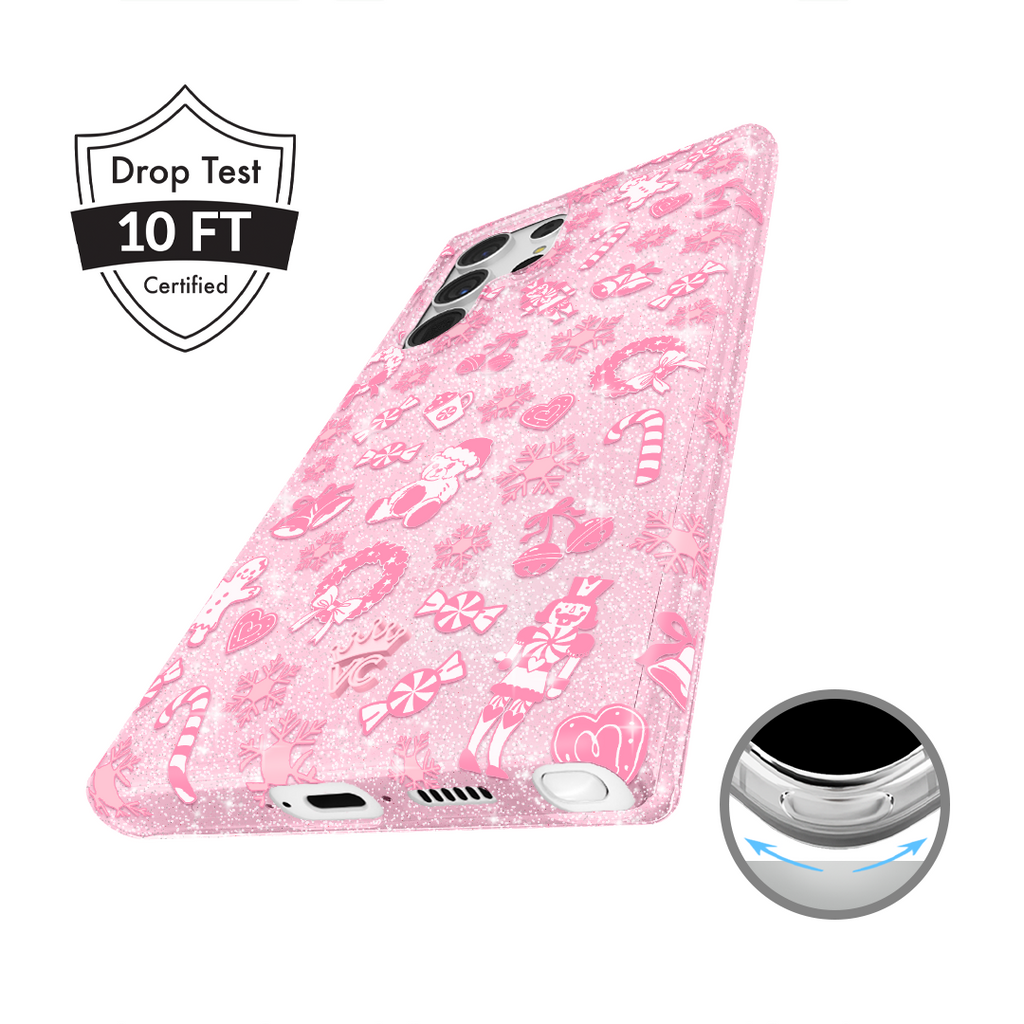 Pink Christmas Glitter Samsung Case