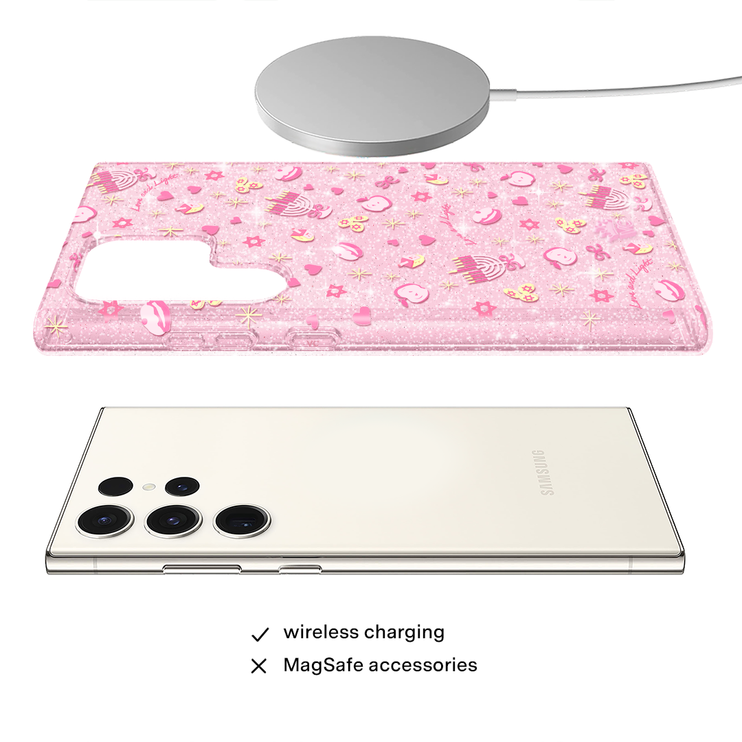 Pink Hanukkah Glitter Samsung Case