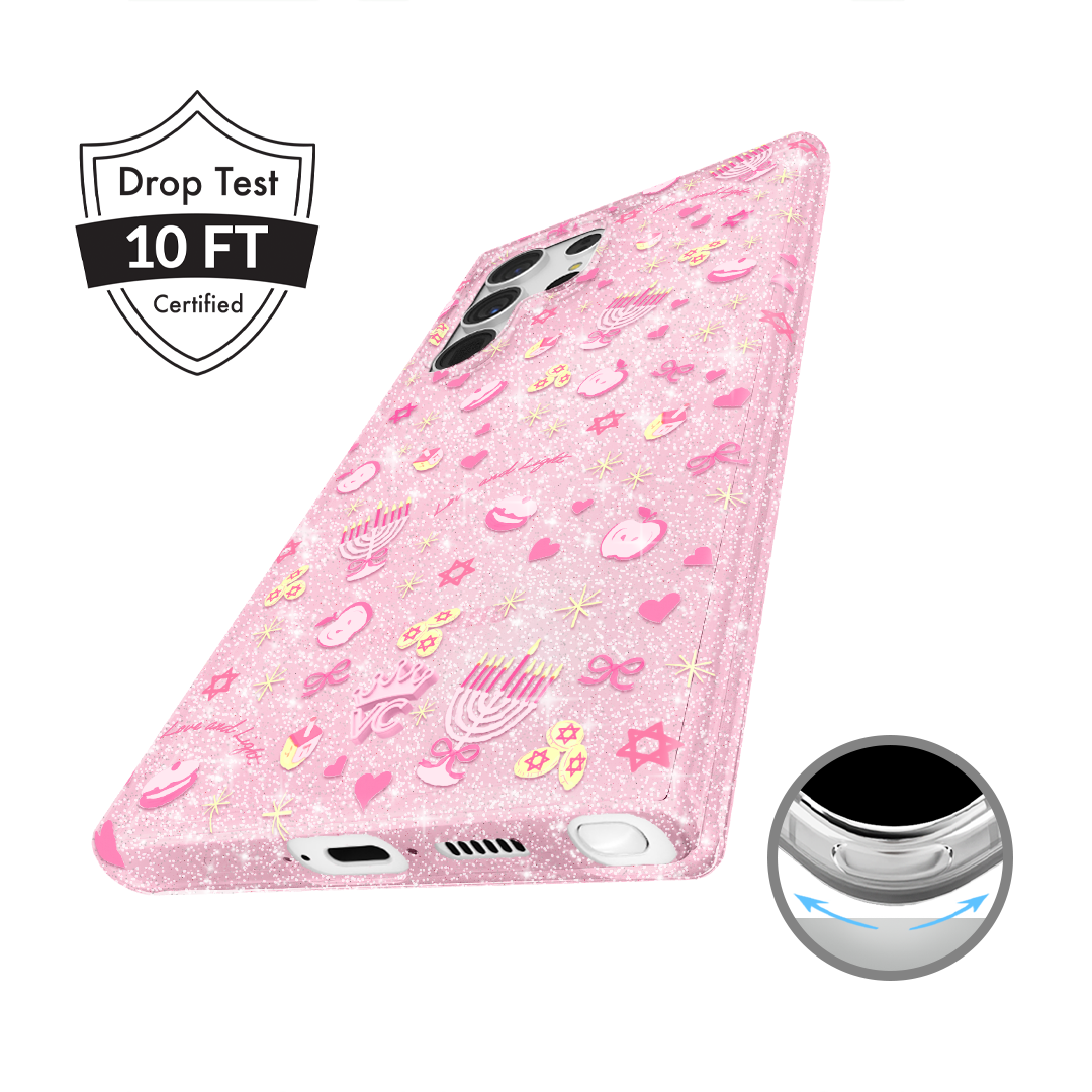 Pink Hanukkah Glitter Samsung Case
