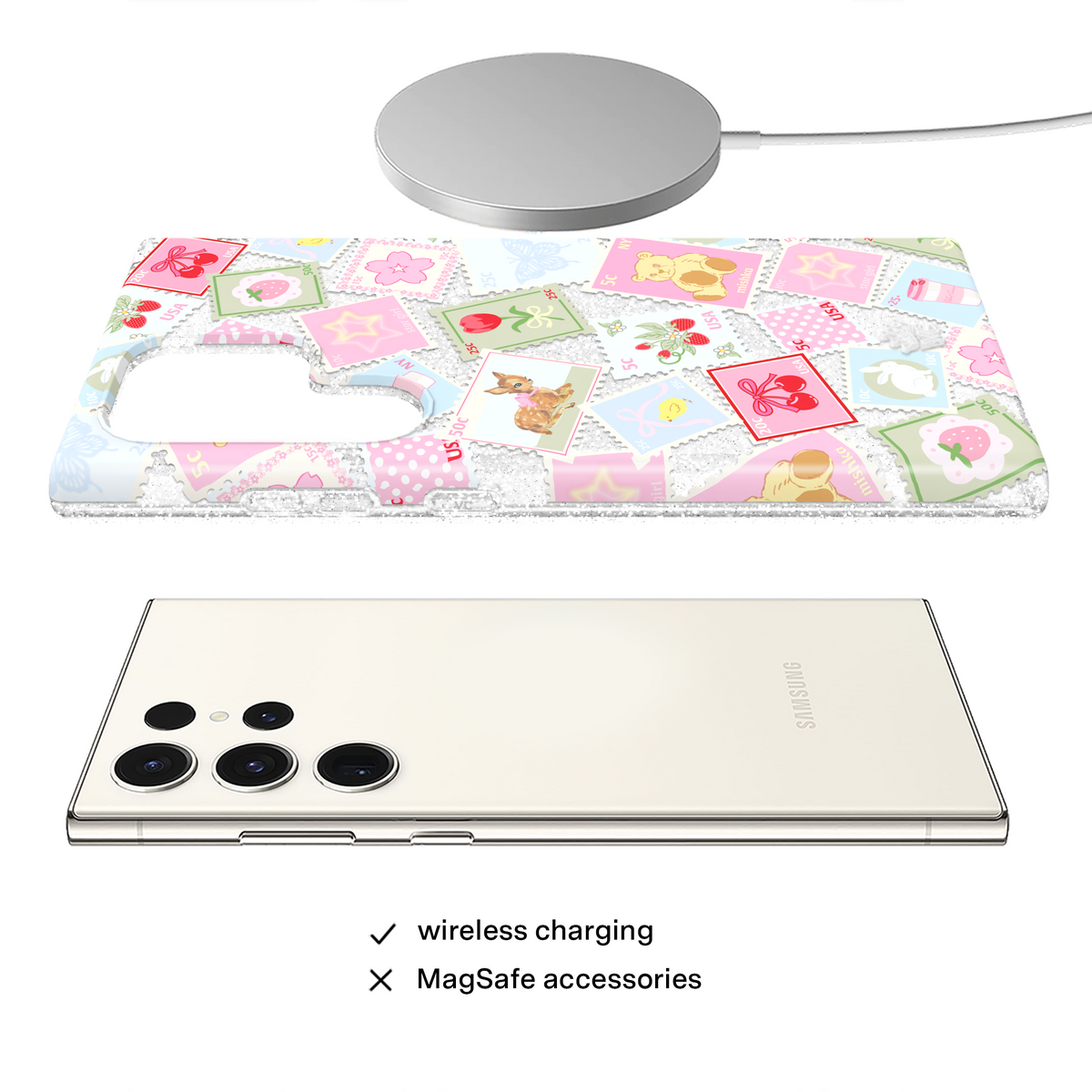 Spring Whimsy Stamps Glitter Samsung Case