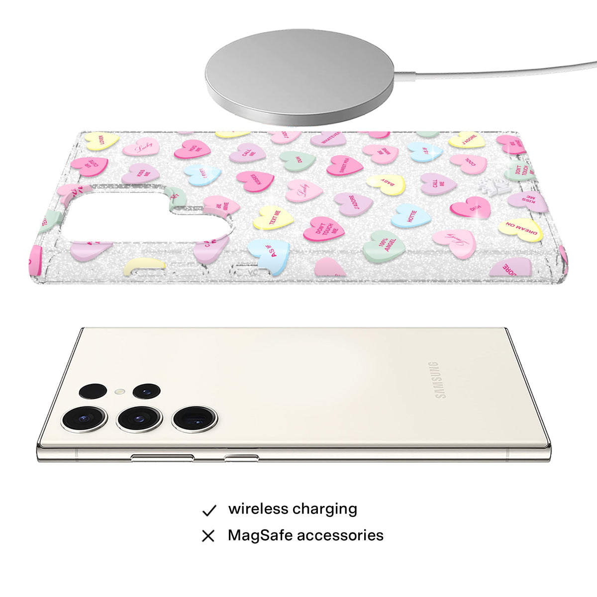 Sweet Hearts Glitter Samsung Case