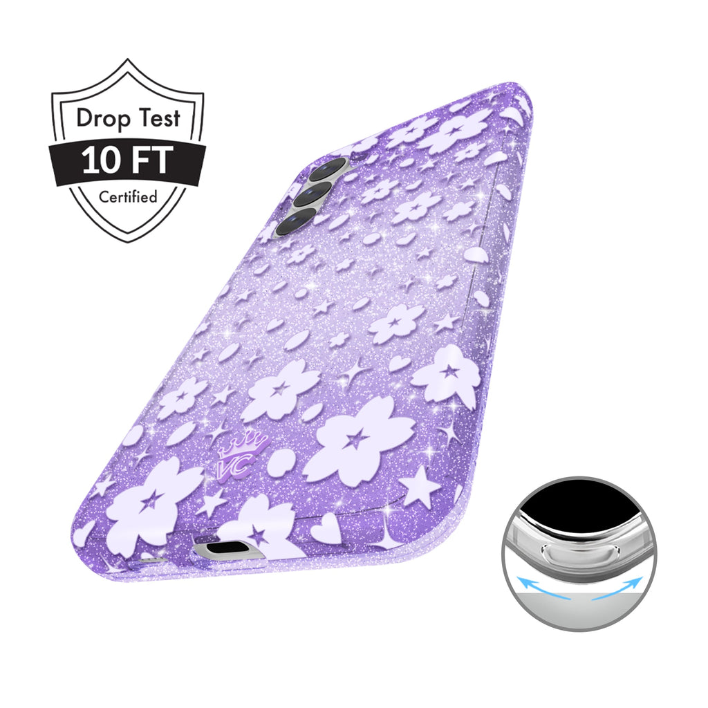 Lavender Cherry Blossom Glitter Samsung Case