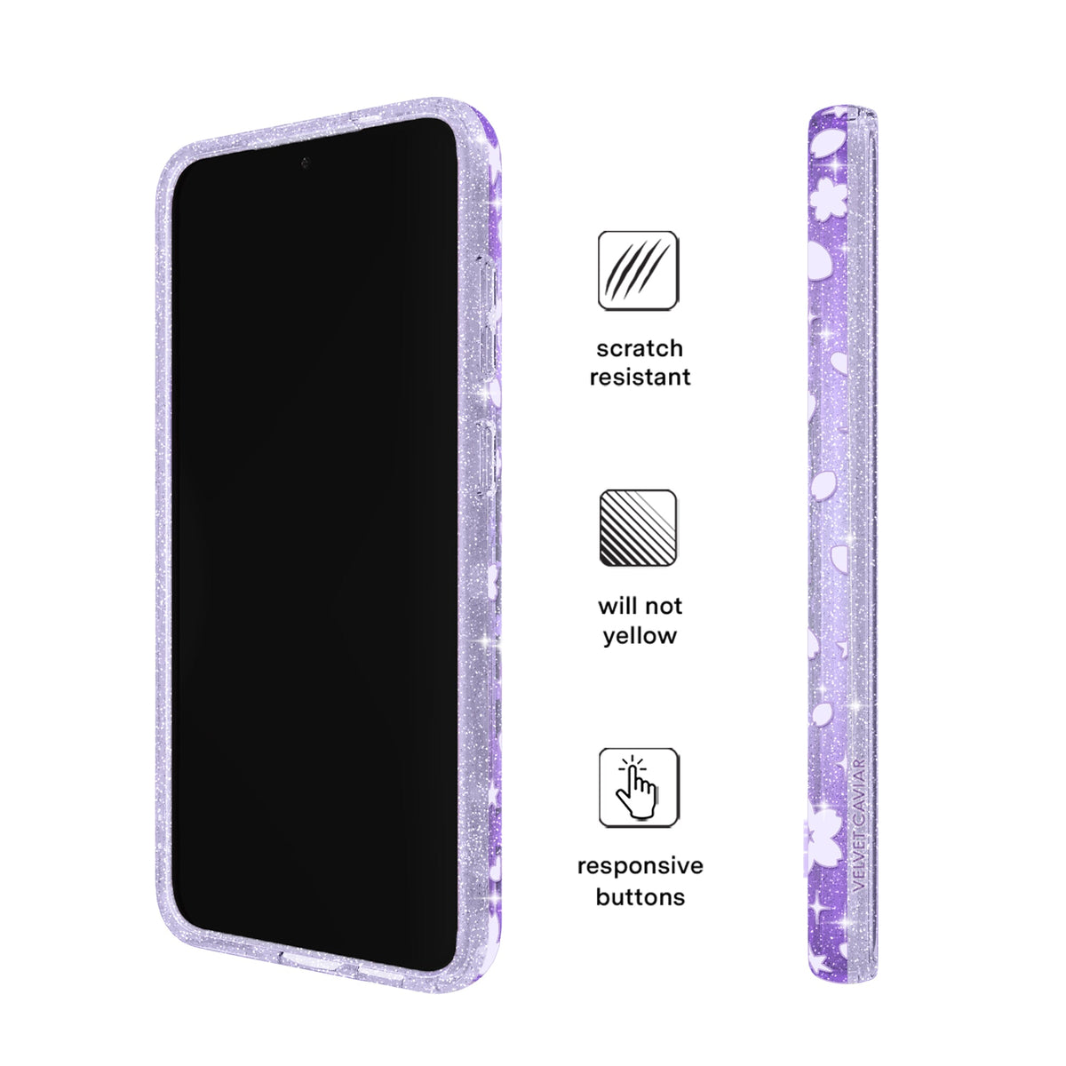 Lavender Cherry Blossom Glitter Samsung Case