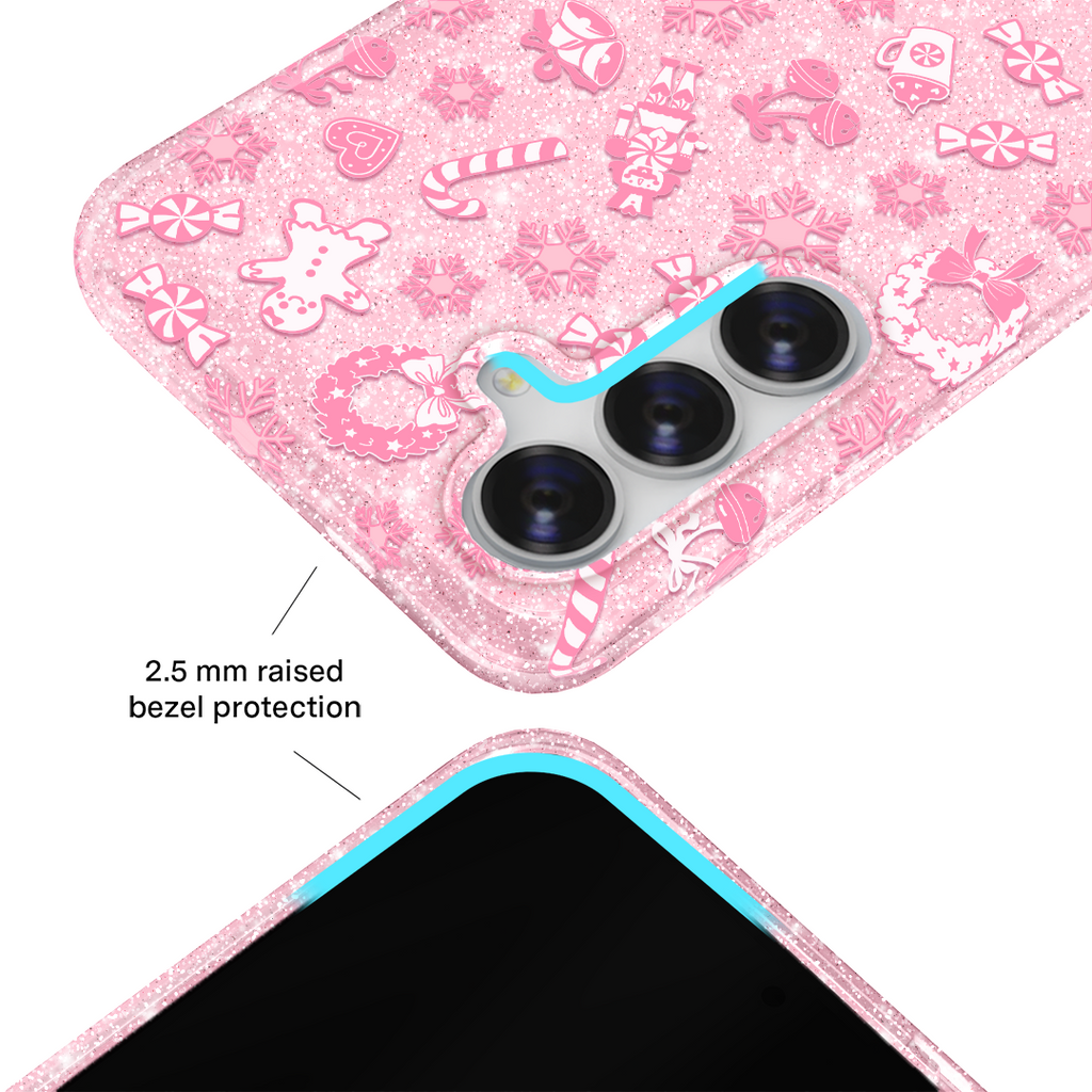 Pink Christmas Glitter Samsung Case