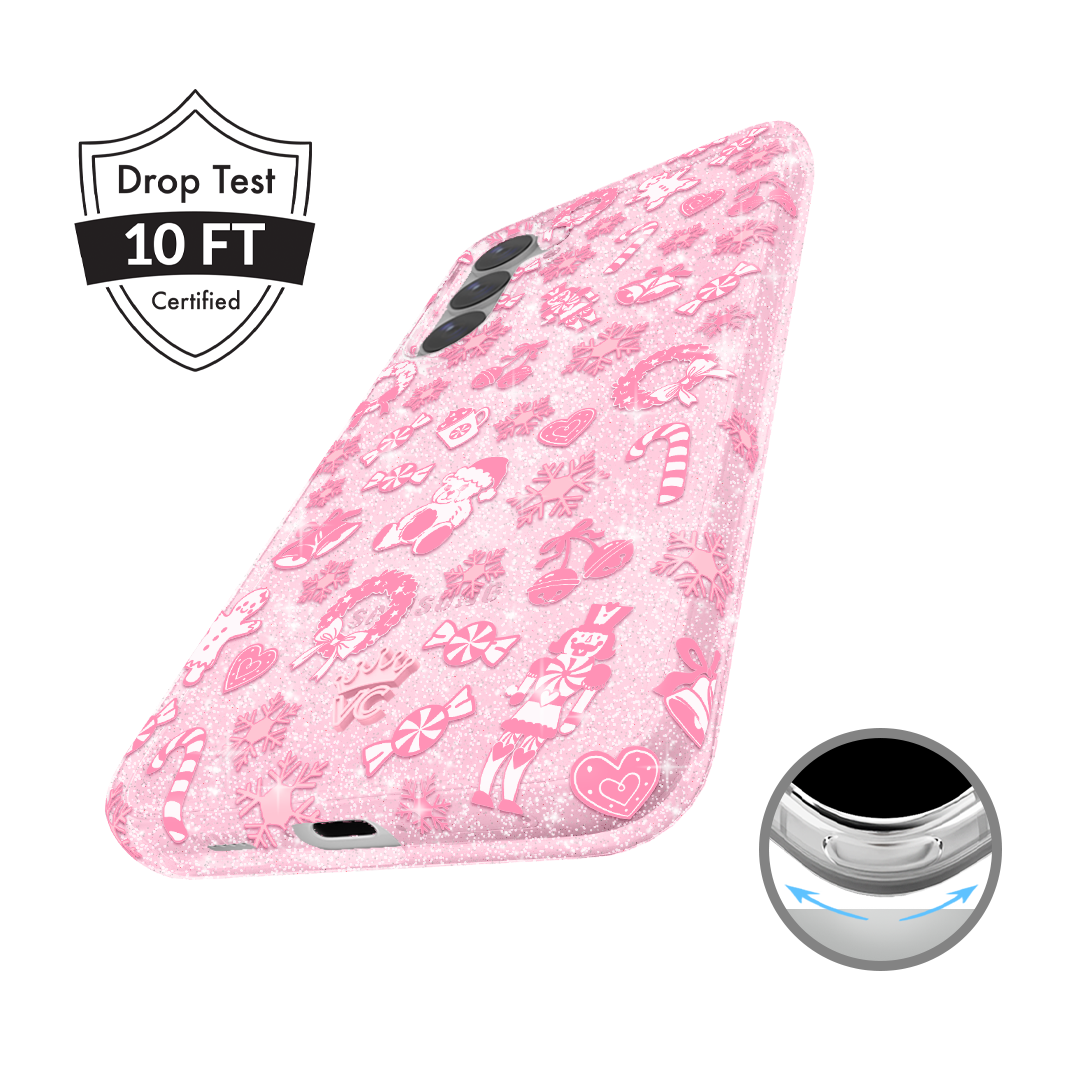 Pink Christmas Glitter Samsung Case