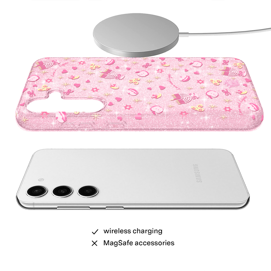 Pink Hanukkah Glitter Samsung Case