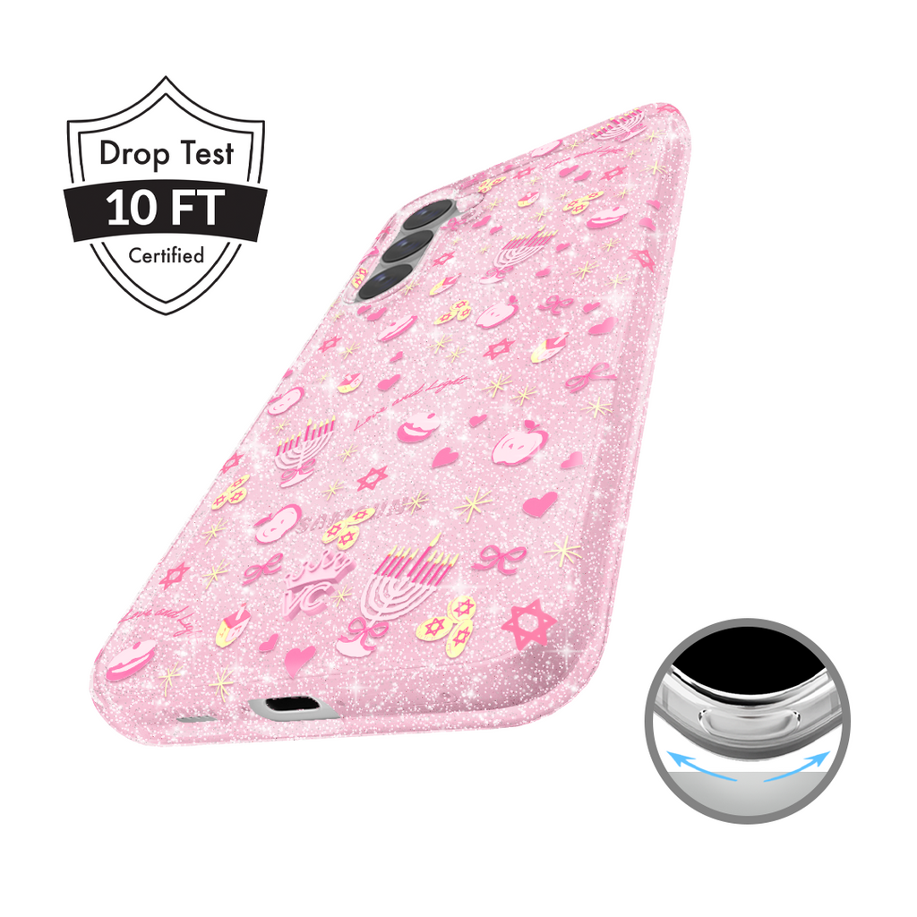 Pink Hanukkah Glitter Samsung Case