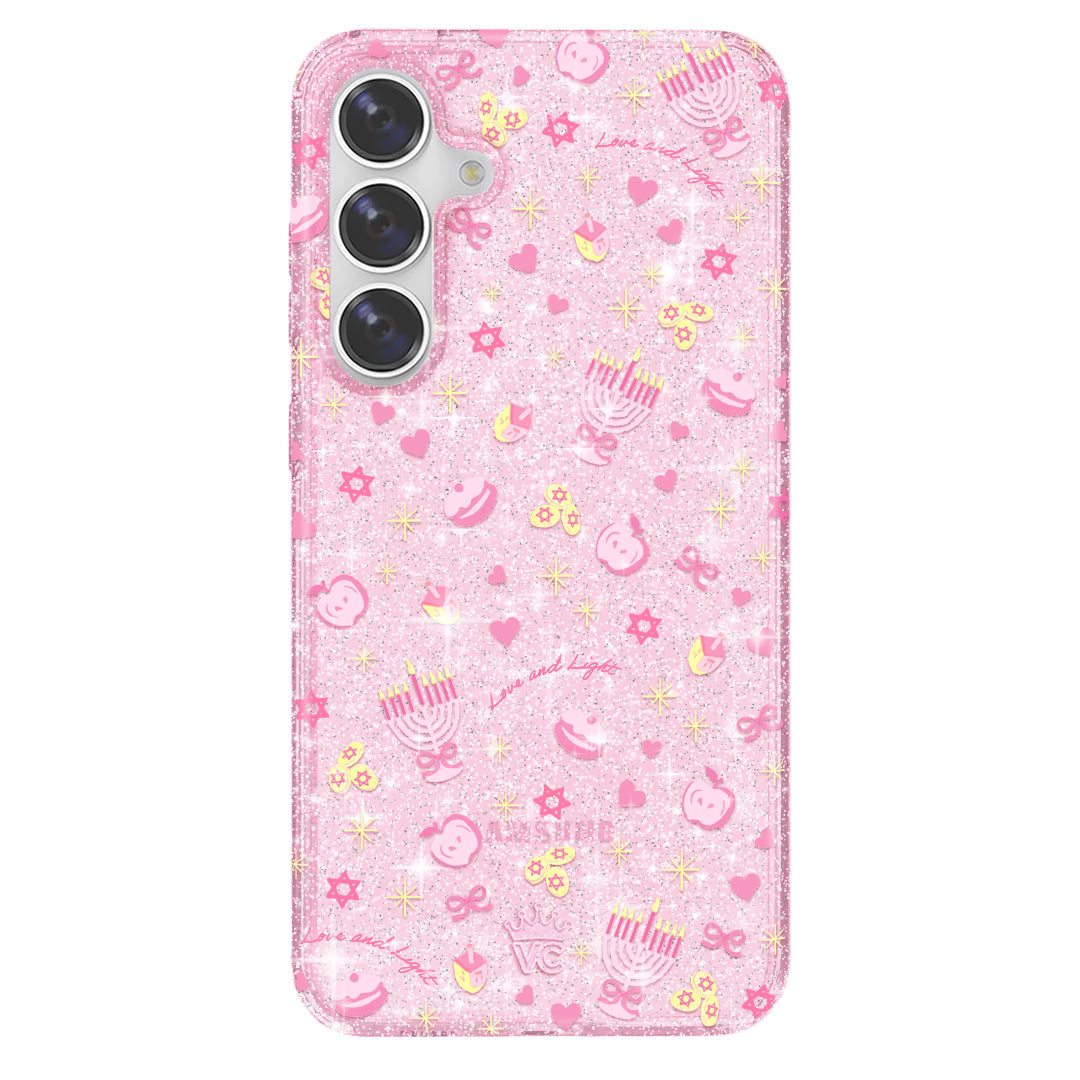 Pink Hanukkah Glitter Samsung Case