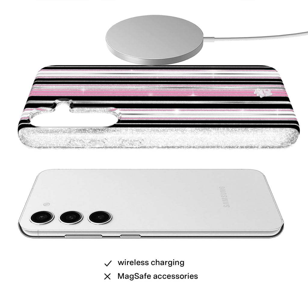 Pretty Punk Stripes Glitter Samsung Case