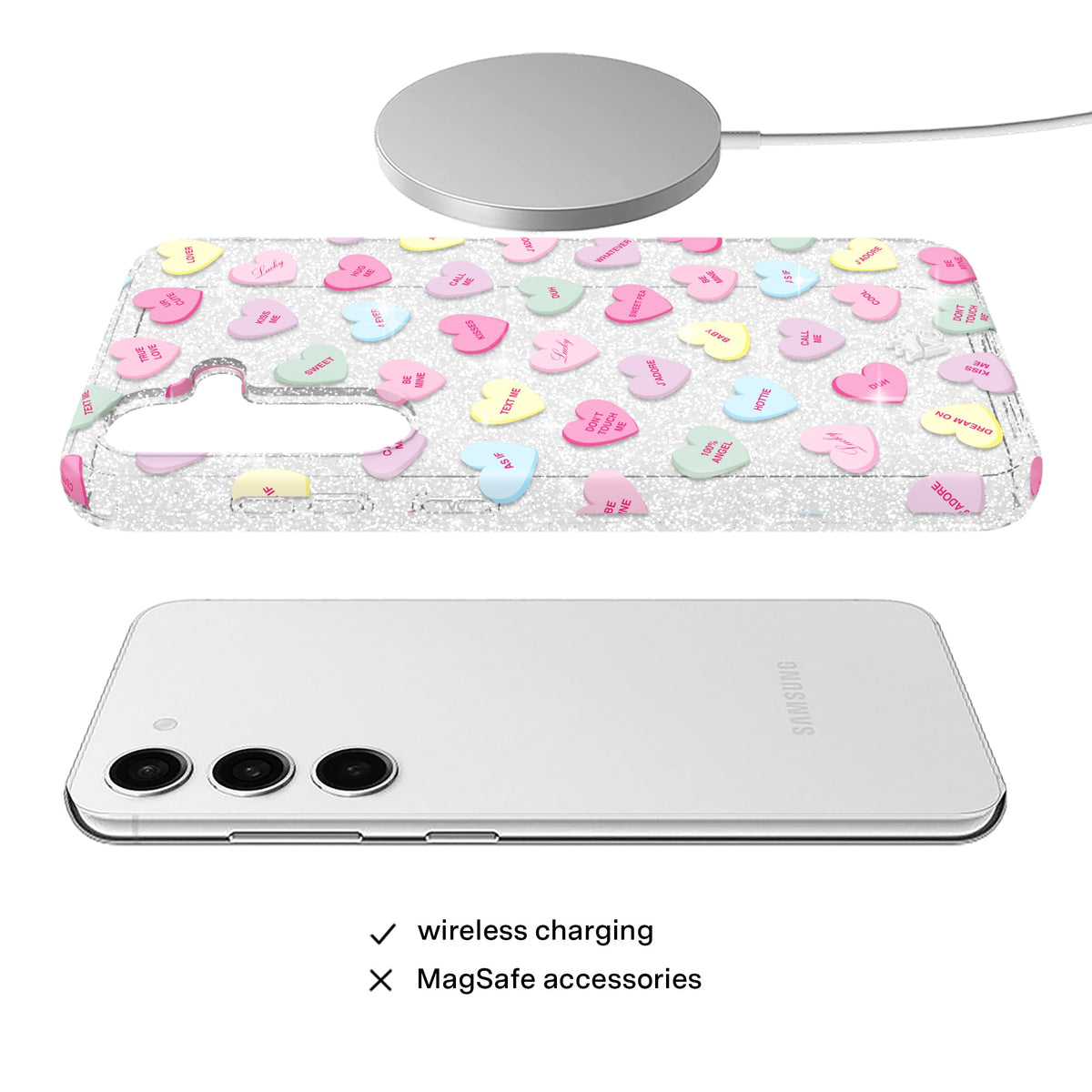 Sweet Hearts Glitter Samsung Case