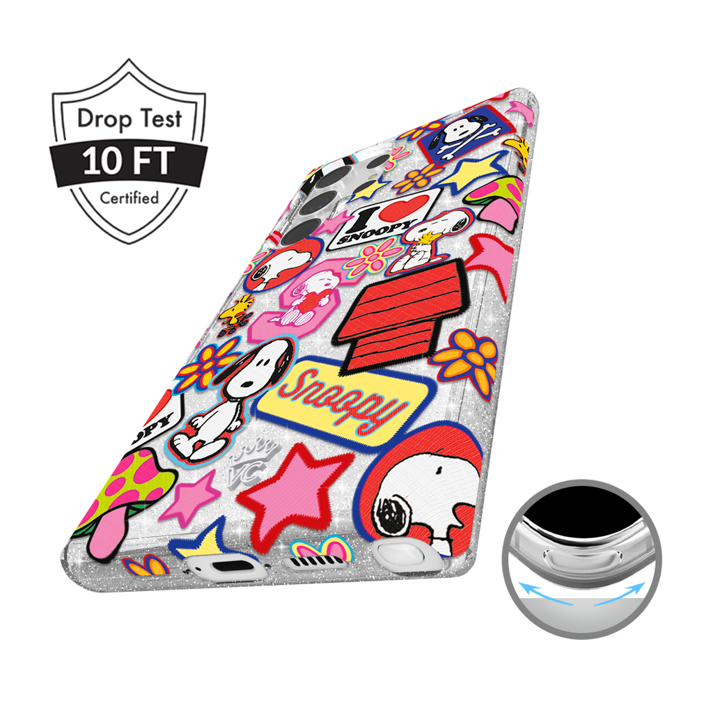 Snoopy Patchwork Glitter Samsung Case