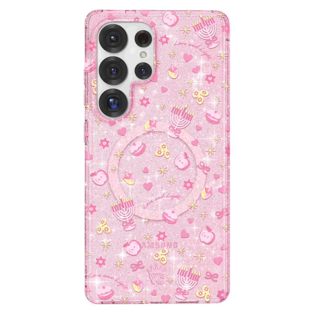 Pink Hanukkah Glitter Samsung Case