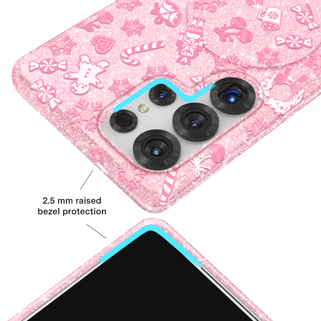 Pink Christmas Glitter Samsung Case