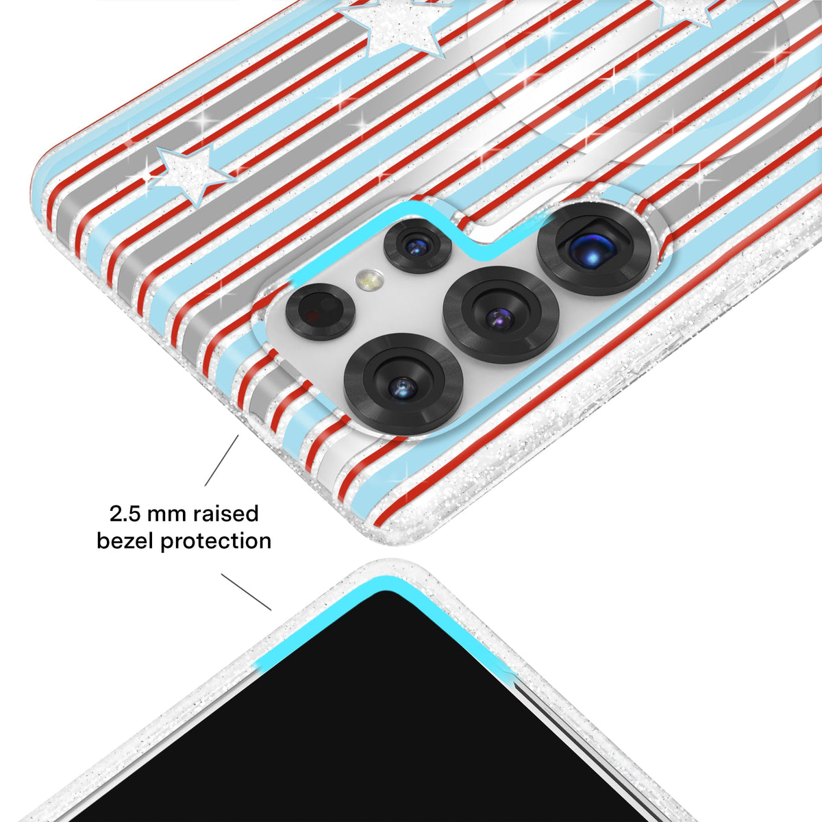 Stars & Stripes Glitter Samsung Case