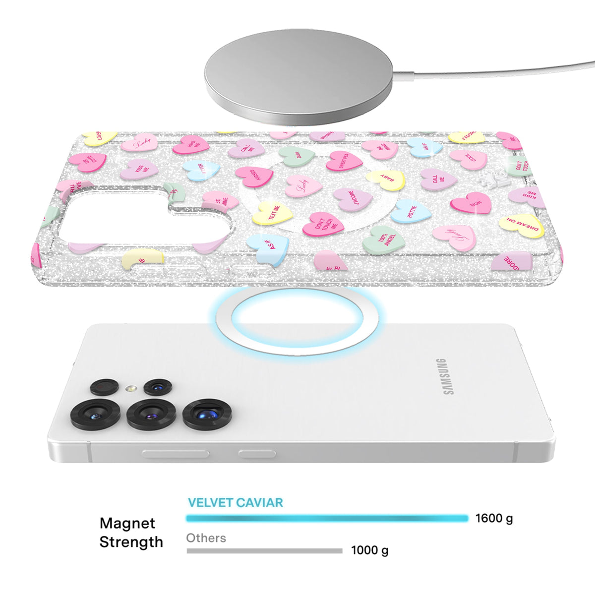 Sweet Hearts Glitter Samsung Case
